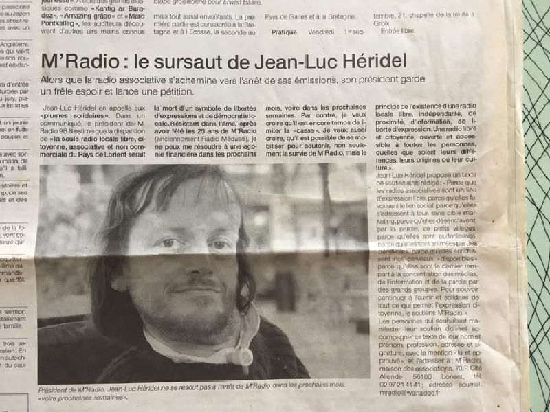 Press clipping about Jean-Luc Héridel and M'Radio